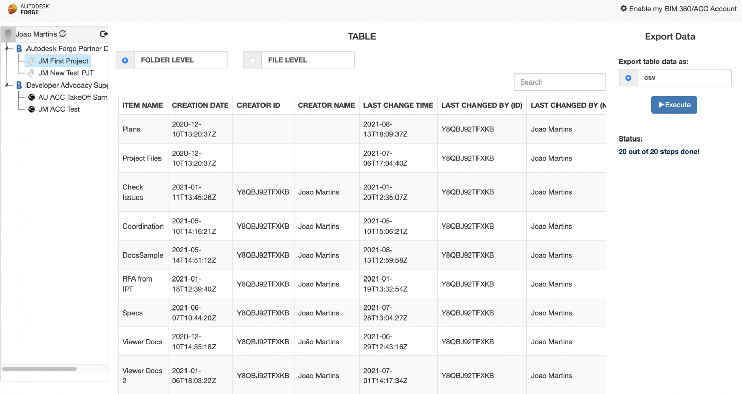 BIM 360 ACC RECURSIVE EXTRACTION