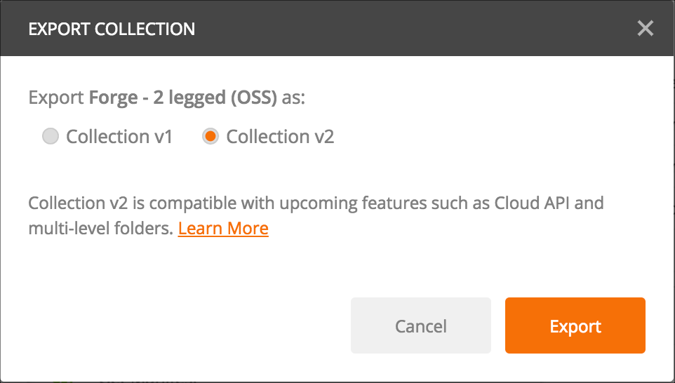 Postman collection export