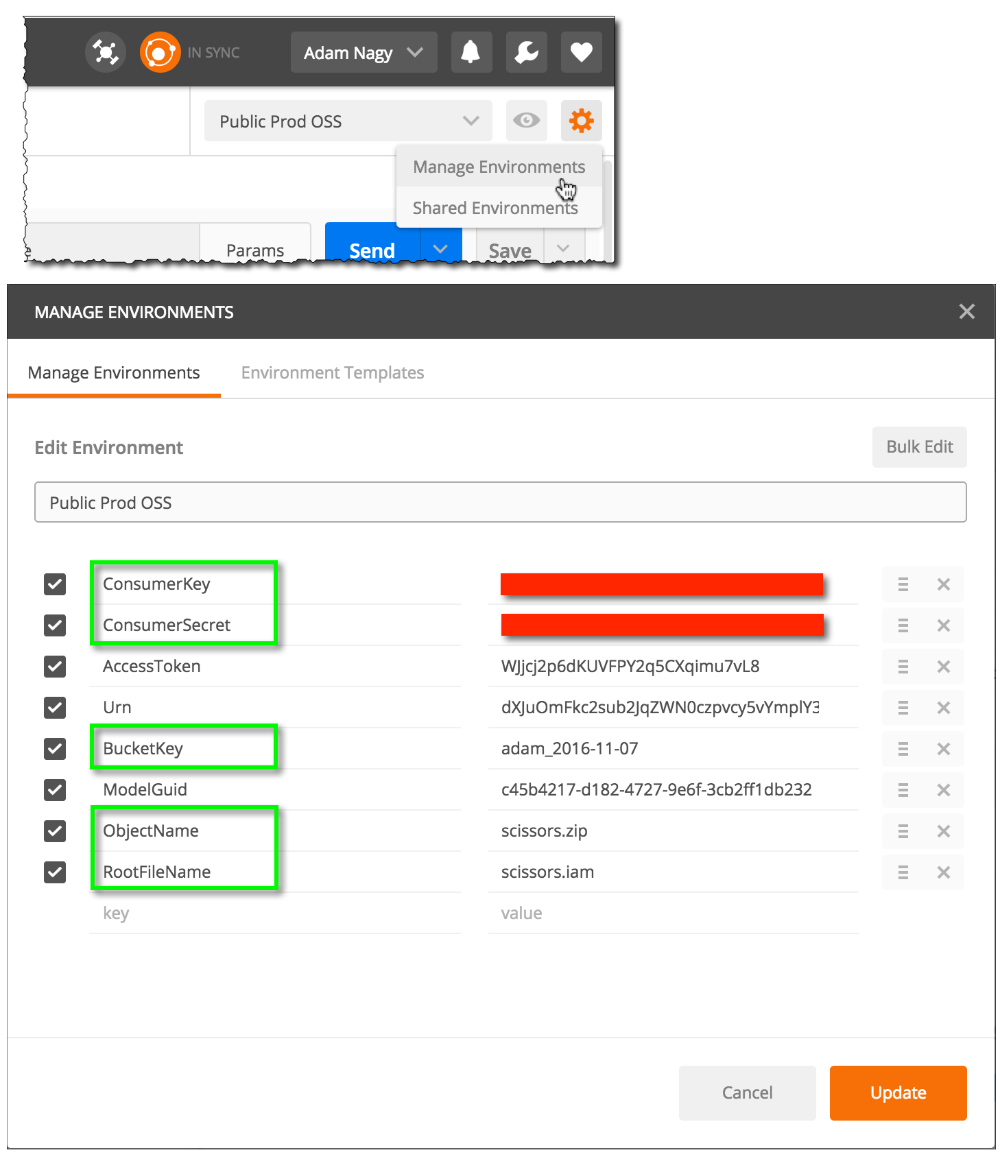 Postman environment variables