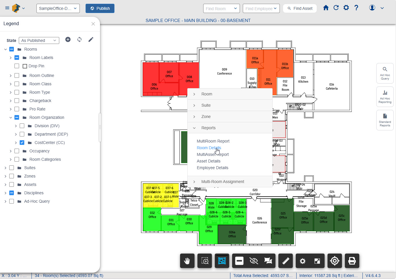 FaciliTwin floor map by organization