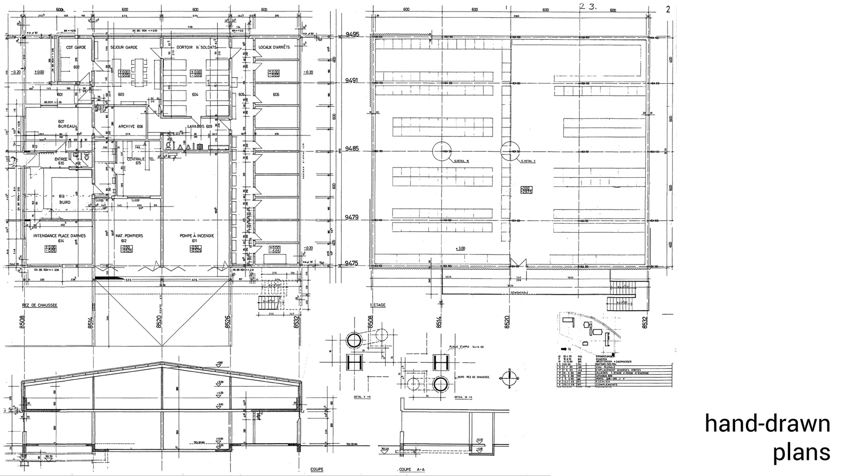 Armasuisse hand-drawn plans