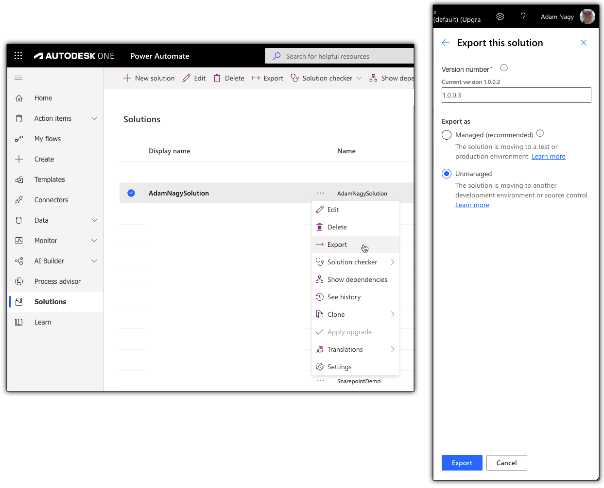 Export Flow as part of Solution