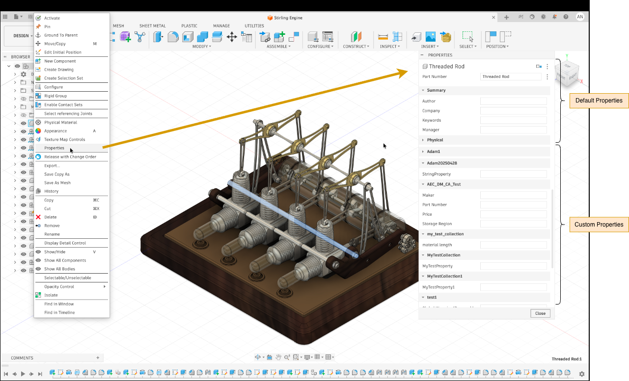Fusion Custom Properties