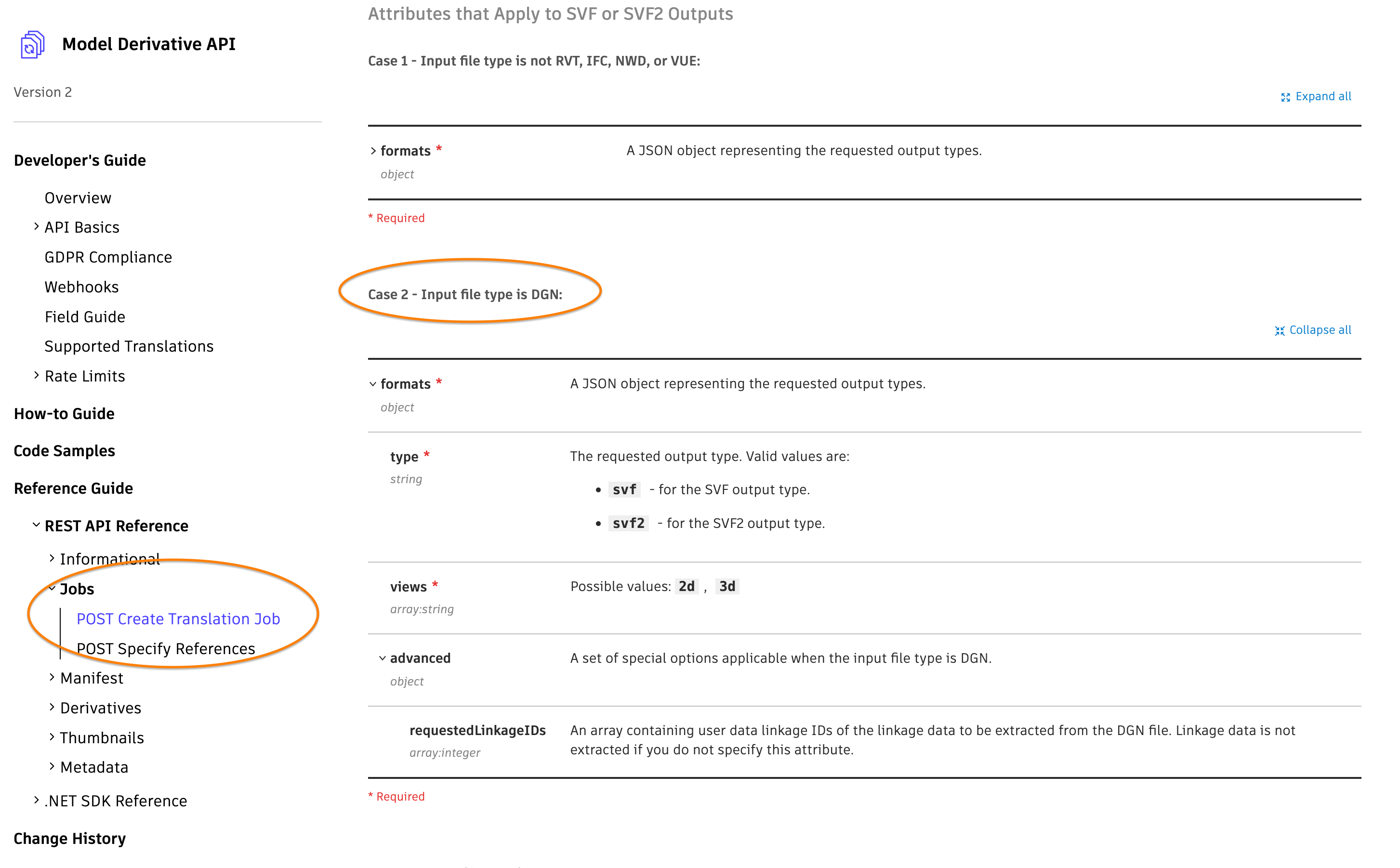 Model Derivative API Reference with DGN parameters