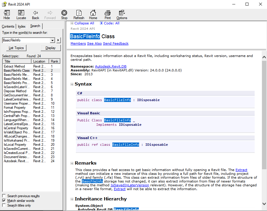 Revit BasicFileInfo API