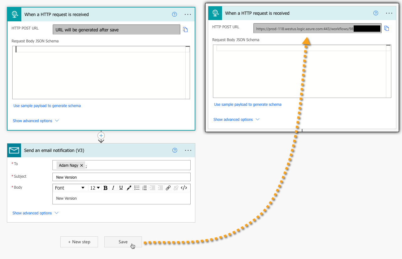 Save flow to generate callback URL