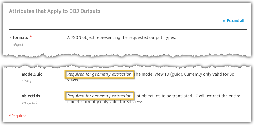 Geometry extraction inputs