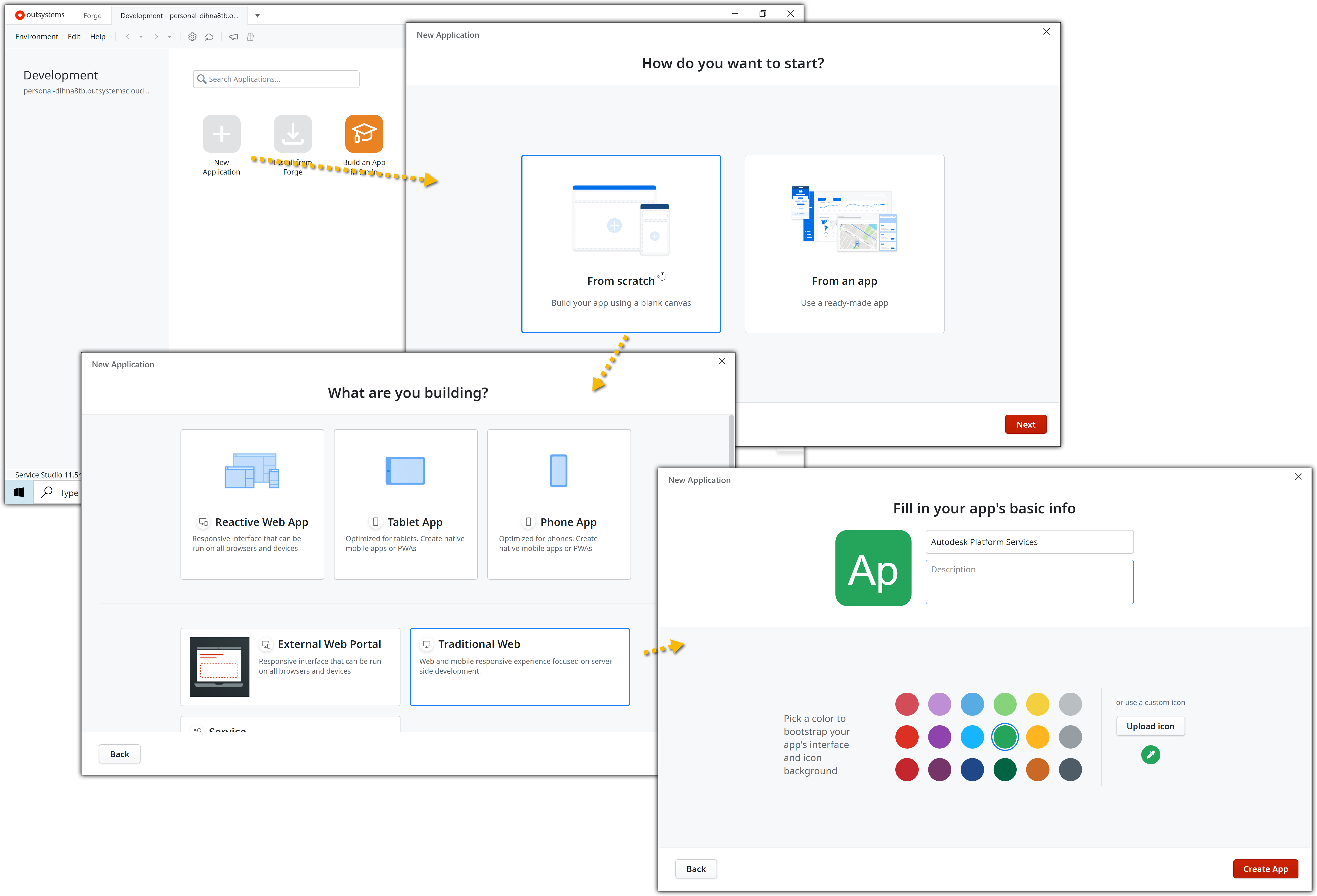 Create traditional web app in outsystems