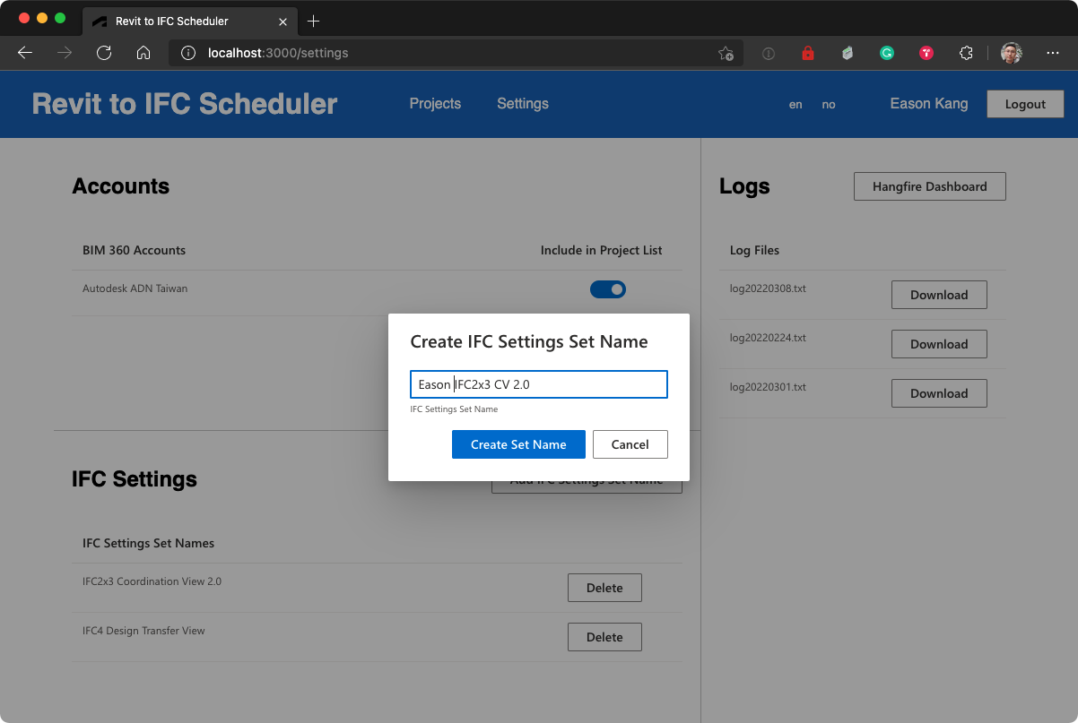 revit ifc scheduler settings